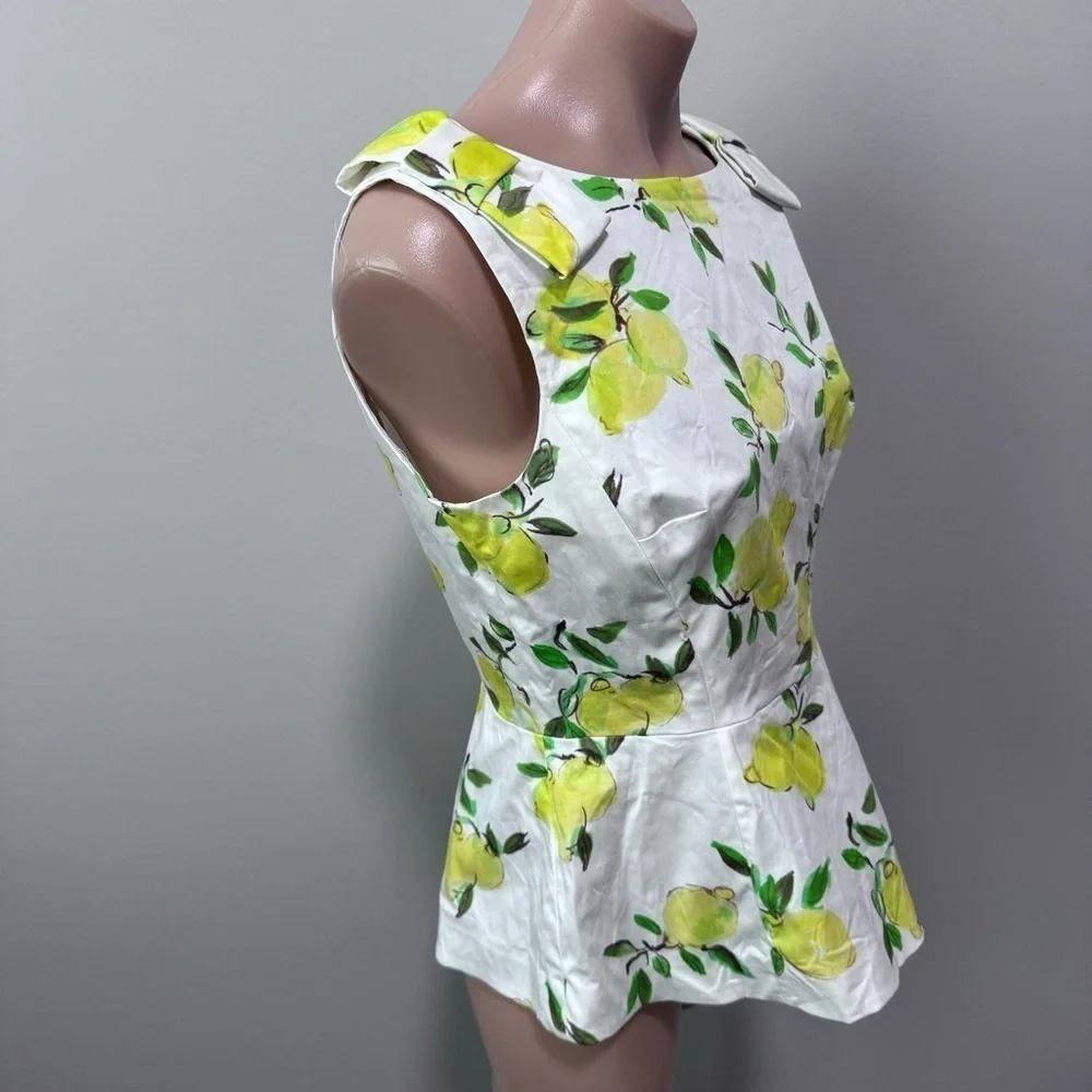 Kate Spade Thalia Peplum Bow Top Lemons 4 Spring Shirt